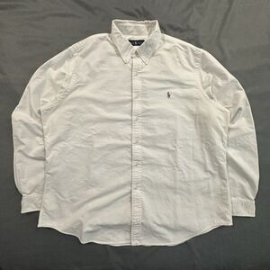 Ralph Lauren Oxford Shirt Mens 2XL White Pony Dress Formal Preppy Button Front